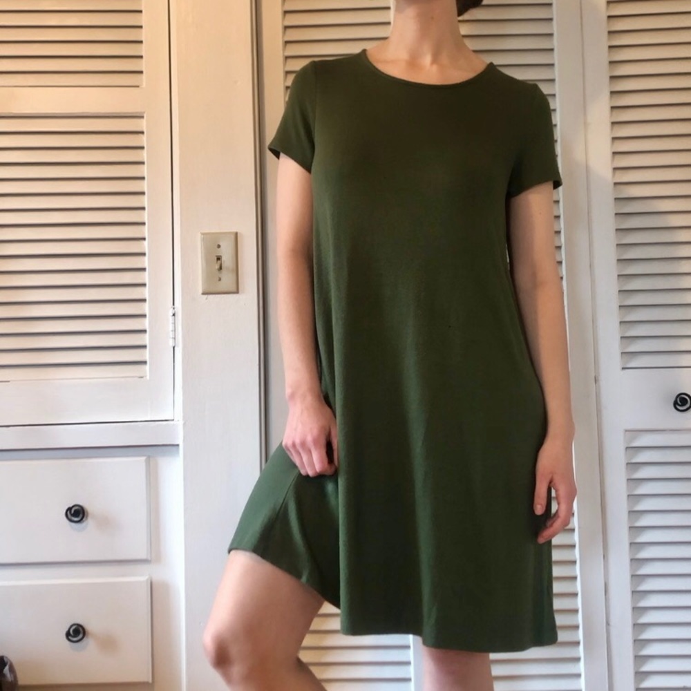 GAP Softspun Short Sleeve T-Shirt Dress, Green - Picture 4 of 12